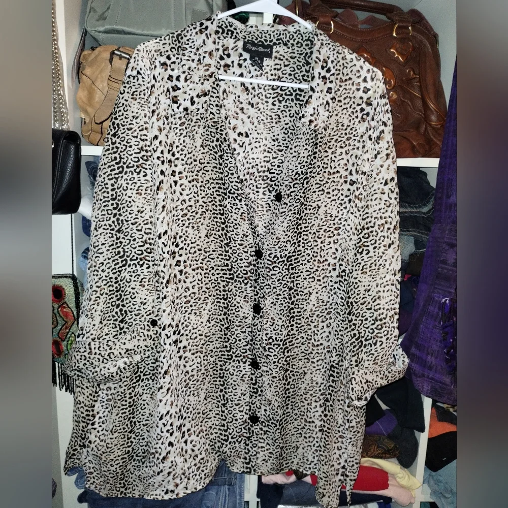Maggie Barnes Vintage Leopard Print Women's Top 3x - Picture 1 of 9
